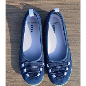 Lands' End Casual Bungee Blue Suede Slip On Shoes Women's 7B
